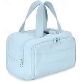 お買い得  収納＆整理-大容量で大きく開く旅行用コスメバッグ、ダブルジッパー付き、女性用高級化粧品オーガナイザー、旅行や日常使いに最適なポータブルトイレタリーバッグ