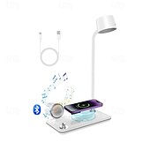 cheap Desk Lamps-LED Desk Lamps for Home Office Wireless Charger Small Desk Lamp with Bluetooth Touch lamps for nightstand Reading Night Light with Clock Dimmable Side Table Lamp for College Dorm Room Bedroom