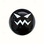 economico Ornamenti e pendenti per auto-1 pomello del cambio in acrilico a forma di diavolo di Halloween, resistente, nero con design di espressione bianca, divertente accessorio per interni auto, regalo ideale, articolo per interni a tema