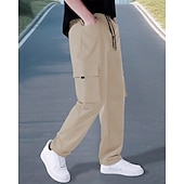 economico Pantaloni cargo-Per uomo Pantaloni Cargo Pantaloni Elastico in vita Coulisse Multi-tasche Semplice Mimetico Indossabile All&#039;aperto Quotidiano Campeggio &amp; Escursionismo Moda Classico Nero Verde militare