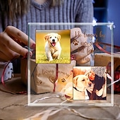 cheap Gifts-Personalized Memorial Acrylic Pet Photo Plaque Custom Sympathy Gifts For Loss Of Loved Ones Forever Loved Pet Dog Memorial Decor for Home Bedroom Decor Tribute to Beloved Pup