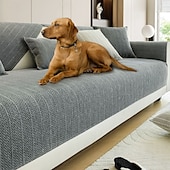abordables Housse de canapé pour animaux de compagnie-Housse de canapé de couleur unie en velours chenille amélioré anti-rayures à chevrons