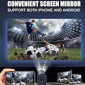 cheap Projector Lamp&amp;Laser Projector-HY-300PRO-KTV 20W Speaker Projector with Wireless Microphone 4K Android 11 Dual Wifi6 BT5.0 1080P 1280 * 720P Home Theater Outdoor Projector for Early Childhood Education Video Conferencing Online T