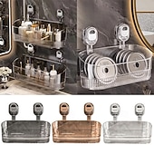 olcso Tárolás és rendszerezés-falra szerelhető tapadókorongos tárolóállvány erős ragasztóval, fúrás nélküli, akasztható tárolódoboz zuhanyfelszerelésekhez és kozmetikumokhoz