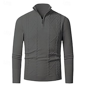 preiswerte Herrenpullover-Herren Pullover Pullover mit Viertelreißverschluss Strickpullover Zopfmuster Stricken Normale Oberteile Gestrickt Einfach Viertelreißverschluss Mode Lässig Urlaub Alltagskleidung Bekleidung Herbst