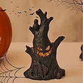 economico Halloween al chiuso-1 pezzo da 15,2 cm di Halloween, a forma di ceppo d&#039;albero con faccia di fantasma, a LED, elettronico, per interni ed esterni, per feste di Halloween, ristoranti, camere da letto, cortili, atmosfera,