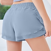 billiga Yoga shorts &amp; cyklister-Dam Träningsshorts Ficka 2 i 1 Magkontroll Hög midja Gym Pilates Zumba Underdelar Ensfärgat Svart Blå Purpur sporter Sportkläder Tight passform