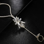 baratos Pulseiras-Mulheres Pulseiras Anéis Estilo vintage Formato de Folha Caído Precioso Vintage Moda Luxo Imitações de Diamante Pulseira de jóias Dourado Para Festa Rua Presente Noivado