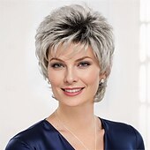 cheap Older Wigs-Synthetic Wig Curly With Bangs Machine Made Wig Short A1 A2 A3 A4 A5 Synthetic Hair Women&#039;s Soft Fashion Easy to Carry Blonde Brown Silver