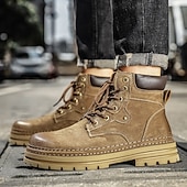 economico Stivali da lavoro-stivali da lavoro in pelle scamosciata color cuoio da uomo – stivaletti casual con lacci per l'escursionismo, il lavoro agricolo e l'uso quotidiano