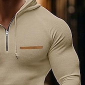 abordables sweats à capuche basiques pour hommes-Homme Sweat à capuche Sweat-shirt zippé Abricot Noir Blanche Gris À capuche Uni Zip Up Poche Avant Sport &amp; Loisir Occasionnel Quotidien Streetwear Frais Vêtements de sport Automne &amp; Hiver Vêtement