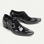 cheap Elemental Dress Shoes-Men's Black Glossy Monk Strap Shoes - Premium Cowhide Double Buckle Formal Shoes for Special Occasions and Fashion-Forward Events