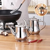 economico Utensili e gadget da cucina-Oliatore in acciaio inox, filtro per olio denso, dispenser per salsa di soia a prova di perdite con filtro a rete, contenitore per condimenti multiuso per cucina domestica, brocca riutilizzabile per