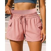 economico Pantaloni corti da corsa-Per donna Pantaloncini da corsa con collant Shorts da allenamento 2 in 1 Coulisse Vita Alta Pantaloni Athleisure Palestra Allenamento Elastico Traspirante Allenamento in Palestra All&#039;aperto Corsa