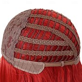 abordables Perruques de fête-Perruques rouges chaudes de 22 pouces de long pour femmes perruque bouclée de partie latérale vague taille moyenne fibre synthétique cosplay lierre vénéneux perruque Ariel pour la fête costumée