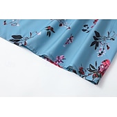 billiga Bohemklänningar-Dam Långklänning Maxiklänning Blommig klänning Boho-klänning Västerländsk klänning Elegant Mode Modern Utomhus Semester Dagligen Normal Blomma Långärmad V-hals Blå Sommar