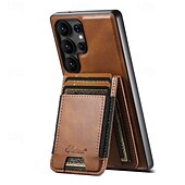 abordables Carcasas Samsung-teléfono Funda Para Samsung galaxia S25 Más S25 Ultra S24 Ultra S24 Plus S24 S23 S23 Ultra S23 Plus Funda Trasera Magnética Soporte de carga inalámbrica Caballete Retro TPU Cuero de PU