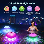 olcso Víz alatti lámpák-1/2 db 2025 új kreatív USB újratölthető medence úszó lámpa RGB 7 színű, változó éjszakai fény IP68 vízálló esküvői parti ünnepi medence fürdőkád hangulatvilágítás