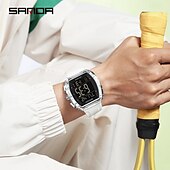 abordables Montres numériques-Sanda 6286 Montre électronique pour étudiant de type tonneau de vin Réveil multifonctionnel Montre numérique électronique pour étudiant Réveil
