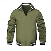 cheap Casual Jackets-Men&#039;s Lightweight Jacket Casual Jacket Vacation Daily Pocket Spring Fall Color Block Fashion Classic Stand Collar Regular Black White Navy Blue Orange Army Green Jacket