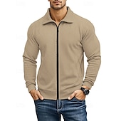 abordables Vestes Décontractées-Homme Veste Légère Veste Décontractée Vacances Quotidien Respirabilité Avec Poches Jacquard Printemps Automne Uni Mode Classique Revers Régulier Noir Blanche bleu marine Kaki Gris Claire Veste