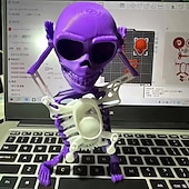 お買い得  ハロウィンの吊るし飾りとテーブルトップ装飾-面白いゼンマイ仕掛けのおもちゃ、ダンシングスケルトンマン、ゼンマイ式3Dプリントスケルトンヘッドおもちゃ、ハロウィンパーティーギフトや斬新な装飾に最適な楽しいデスクデコレーション