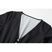 preiswerte Ausgefallene Kleider-Damen Midikleid Boho-Kleid Druckkleid Westernkleid Mode Outdoor Urlaub Wochenende Normale Passform Einfach Langarm V Ausschnitt Schwarz Sommer
