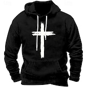 preiswerte 3D-Kapuzenpullis für Männer-Herren Kapuzensweatshirt Schwarz Weiß Rote Blau Braun Mit Kapuze Kreuz Tasche Druck Sport &amp; Outdoor Täglich Ferien Polyester Streetwear Basic Lässig Frühling Herbst Bekleidung Kapuzenpullover