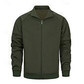 economico Giubbotti e cappotti da uomo-Per uomo Giacca in Pile Giacca Casual Vacanza Quotidiano Traspirabilità Tasca Primavera Autunno Semplice Moda Classico Collo alla coreana Regolare Nero Cachi Verde militare Grigio Giacca