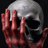 levne Halloween-Pryskyřičná socha hlavy lebky, ruční pryskyřičná kostra, řemeslná gotická dekorace, hrozná halloweenská kostra lebky, realistický model lebky z lidských kostí pro strašidelný dům