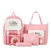 economico Zaini per Bambini e Adolescenti-Set di 4 zaini rosa per il ritorno a scuola per ragazze – include zaino, borsa, astuccio e portamonete – design simpatico con cartoni animati, leggero e resistente