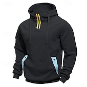preiswerte Basic-Hoodies für Herren-Herren Kapuzensweatshirt Viertelreißverschluss Kapuzensweatshirt Schwarz Marineblau Khaki Hellgrau Dunkelgray Mit Kapuze Farbblock Patchwork Tasche Sport &amp; Outdoor Täglich Ferien Polyester Streetwear