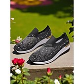 olcso Női tornacipők-női strasszos flyknit bebújós tornacipők – csillogó éktalpú cipők fesztiválokra, utazásra és mindennapi divatra