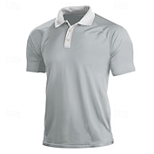billiga Klassisk pikétröja för män-Herr Golftröja Golf pikétröjor Arbete Ledigt Kavajslag Kortärmad Grundläggande Modern Färgblock Lappverk Knappar Sommar Normal Gul Rubinrött Marinblå Grön Ljusblå Grå Golftröja