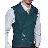 abordables Chalecos-Hombre Chaleco Vacaciones Fiesta Negocio Moda Casual Primavera Otoño Bolsillo Botones Poliéster Cómodo Plano Botonadura Doble Diseño Ajuste regular Plata Negro Blanco Vino Chaleco