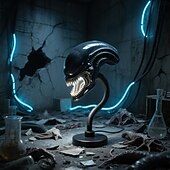 Недорогие Скульптуры-Ночной светильник в виде космического монстра, 3D-лампочка для кино из смолы, светодиодная настольная лампа в стиле научной фантастики, домашний декор, сделанная вручную из смолы, лампа в виде