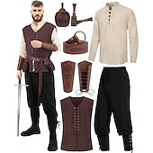 Χαμηλού Κόστους Ενδύματα-Ρετρό / Βίντατζ Μεσαίωνα Αναγέννησης Παντελόνια Σύνολα Ζώνη Μέσης Πειρατής Βίκινγκ Φανταχτερή Φόρεμα Ανδρικά Βίκινγκ Απόκριες Μασκάρεμα Επίδοση Μασκάρεμα LARP Ενηλίκων Πουκάμισο Παντελόνια Ζώνη
