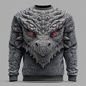 voordelige 3D-sweatshirts voor heren-Voor heren Draak 3D Sweatshirt Sweatshirt Lange mouw Trui Strakke ronde hals Casual Punk &amp; Gothic Feest Streetwear 3D Alle seizoenen