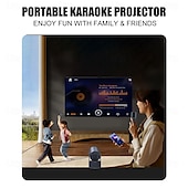 cheap Projector Lamp&amp;Laser Projector-HY-300PRO-KTV 20W Speaker Projector with Wireless Microphone 4K Android 11 Dual Wifi6 BT5.0 1080P 1280 * 720P Home Theater Outdoor Projector for Early Childhood Education Video Conferencing Online T