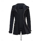 economico giacca attiva-Per donna Cappotto Impermeabile Confortevole Cerniera completa Coulisse Moda Stile da Strada Semplice All&#039;aperto Casual Quotidiano Lungo Con Cappuccio Vestibilità regolare Manica Lunga Capispalla