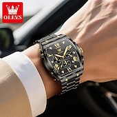 abordables Montres à quartz-OLEVS Hommes Montre à quartz Luxe Grand cadran Affaires Montre-bracelet Lumineux Calendrier IMPERMÉABLE Bracelet en acier inoxydable Suivre