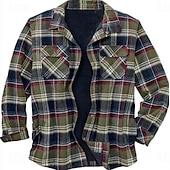 economico camicie di flanella-Per uomo Plaid Camicia di flanella Sopracamicia Manica Lunga Camicia Collo ripiegato Streetwear Quotidiano Stampa Giallo Chiaro Rosso+Grigio+Nero Nero + grigio scuro + blu navy Blu Arancione Bottonato