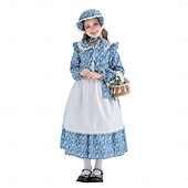 ieftine Pionier / Secolul XIX-secolul al 19-lea Anii 1800 Vestul Sălbatic Rochie de prerie Set capotă și șorț Pionier Costume de fancy Fete Halloween Carnaval Ziua Mondială a Cărții Ținute pentru evenimente școlare Reconstituire