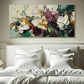 billiga Blom- och växtmålningar-handgjord oljemålning på duk väggkonst dekoration modern tjock kniv abstrakt textur för vardagsrum heminredning uppspänd ram hängande målning/rullad duk (utan ram)