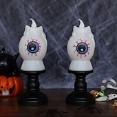 billige Halloween rekvisittbelysning-2 stk. halloween gresskarlykt hjemdekorasjon rekvisitter elektronisk stearinlys spøkelsesfestival festartikler bar hjemsøkt husdekorasjoner nattlys svart katt hodeskalle øyeeplelys