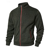 levne Základní mikiny_-Pánské Mikina Celorozepínací mikina Černá Armádní zelená Námořnická modř Světle šedá Tmavě šedá Stojáček Bez vzoru Kapsy Sporty a outdoor Denní Dovolená Polyester Šik ven Základní Na běžné nošení