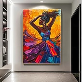 preiswerte Gemälde mit Menschen-handgemachtes abstraktes Figurengemälde einer Tänzerin, kräftiger Rhythmus, strukturiertes Porträt einer tanzenden Ölmalerei, Muse-Leinwandgemälde, Porträt-Ölgemälde, Pattle Knife-Figurenmalerei