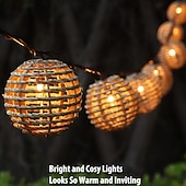 cheap Outdoor Lighting-Rattan Wire Ball Style Decorative Lantern String Lights - 10 Lights Globe Rattan Wicker Ball String Lights Indoor Outdoor Patio String Light for Home Pergola Porch Party Backyard