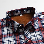 economico camicie di flanella-Per uomo Camicia casual Camicia di flanella Camicia a quadri Camicia con Bottoni Giallo Rosso Blu Manica Lunga Quadri Bavero Vacanza Casual Quotidiano Bottonato Abbigliamento Poliestere Moda Casual