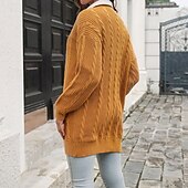 abordables Cardigans et vêtements d&#039;extérieur-Femmes Cardigan Occasionnel Couleur Unie Épais Col en V Tricoté manche longue Hauts Réguliers Tricoter Quotidien Fête Sortir Jaune Vert Véronèse Automne Hiver